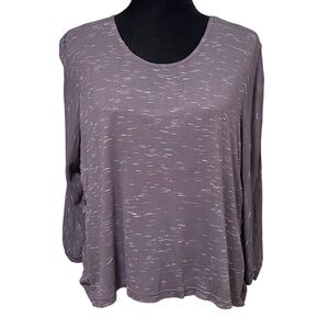 Hanna For La Journee Gray Purple Ruched Lagenlook Stretch Wool Top Size 2